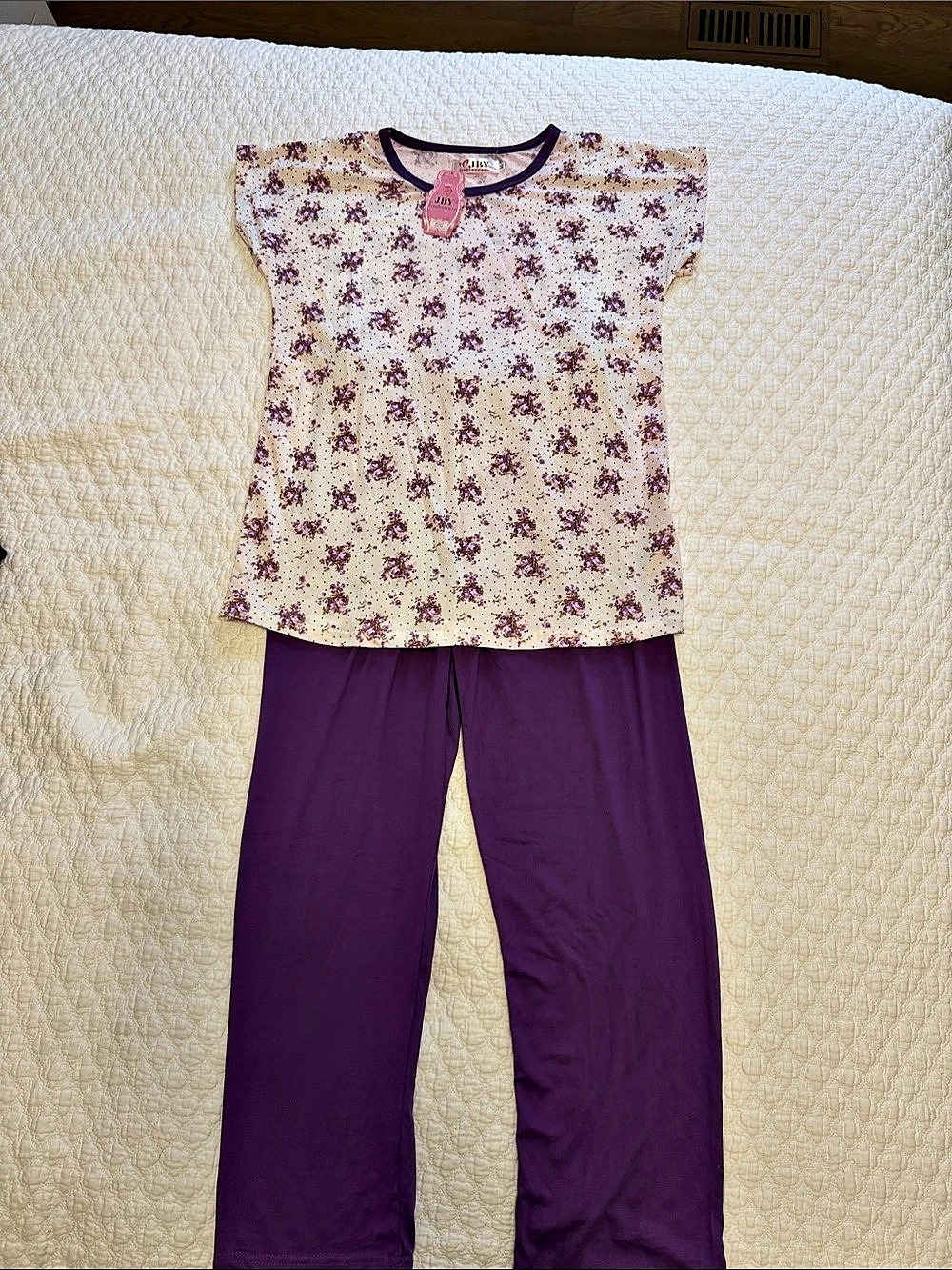 JBY Women Floral Pajama Set in Purple & Cream Size Medium NWT